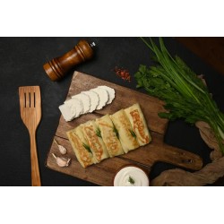 Bryndza and fresh herbs crepes